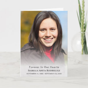 Forever In Our Hearts Religious Christian Funeral Letterpress Thank You Card