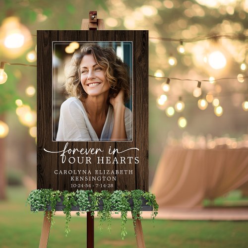 Forever in Our Hearts Rustic Wood Funeral Memorial Foam Board