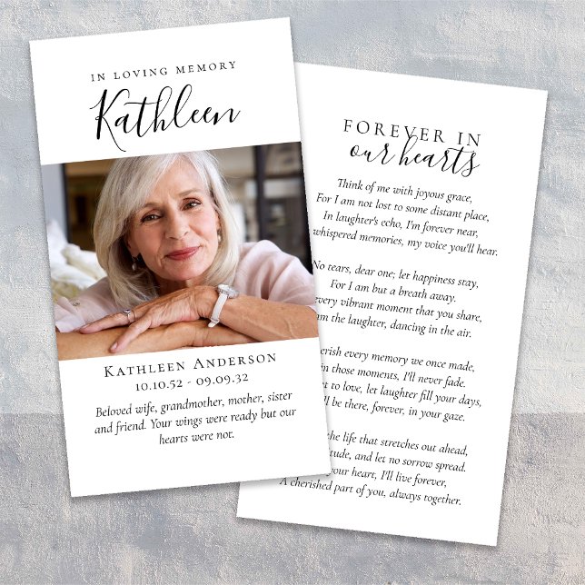 Forever in Our Hearts Script Funeral Prayer Card (Creator Uploaded)