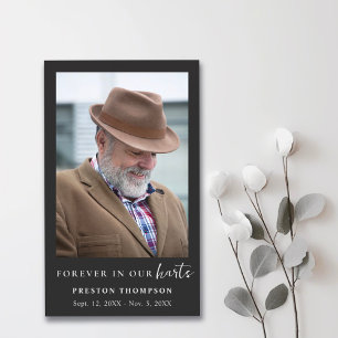 Forever In Our Hearts Script Funeral Prayer Photo Business Card