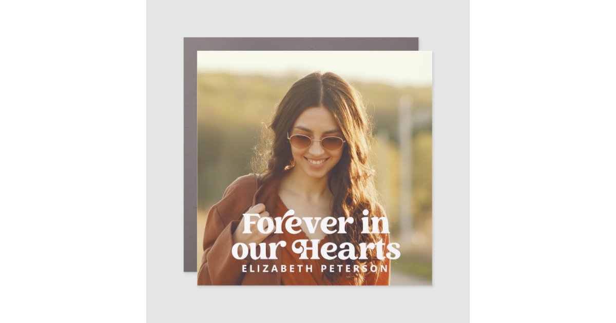 Forever in our Hearts Simple Custom Photo Memorial Car Magnet | Zazzle