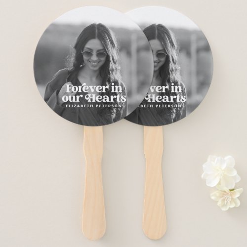 Forever in our Hearts Simple Custom Photo Memorial Hand Fan