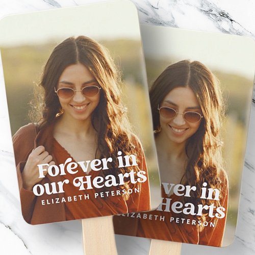 Forever in our Hearts Simple Custom Photo Memorial Hand Fan