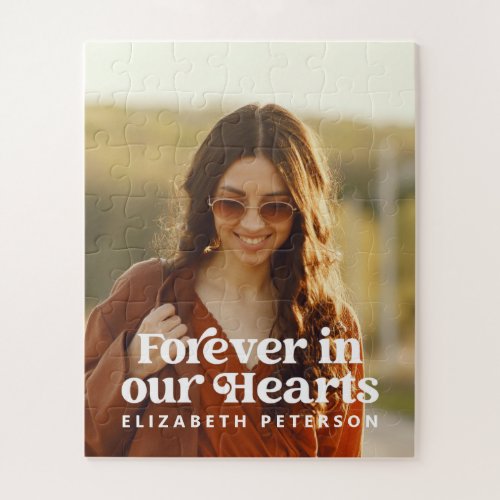 Forever in our Hearts Simple Custom Photo Memorial Jigsaw Puzzle