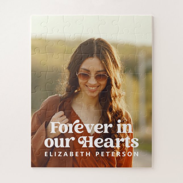 Forever in our Hearts Simple Custom Photo Memorial Jigsaw Puzzle (Vertical)