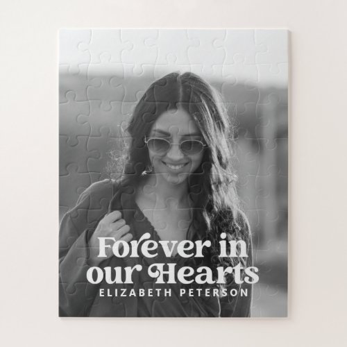 Forever in our Hearts Simple Custom Photo Memorial Jigsaw Puzzle