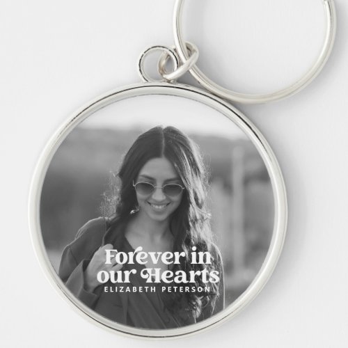 Forever in our Hearts Simple Custom Photo Memorial Keychain