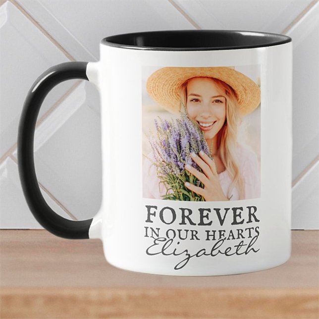 Forever in our Hearts Simple Custom Photo Memorial Mug (Creator Uploaded)