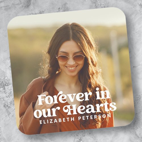 Forever in our Hearts Simple Custom Photo Memorial Square Sticker