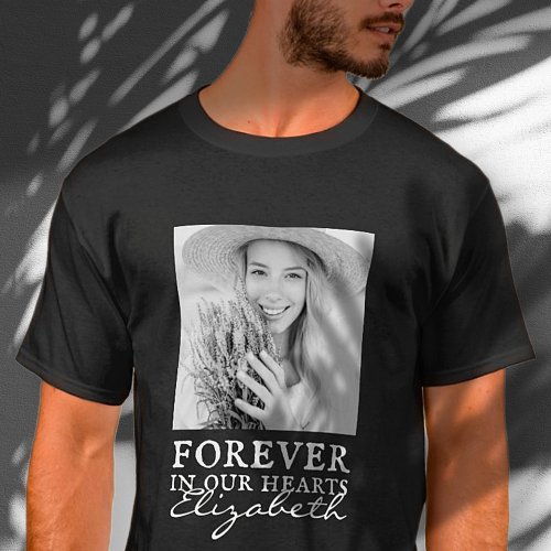 Forever in our Hearts Simple Custom Photo Memorial T_Shirt