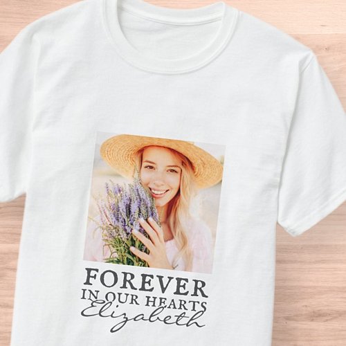 Forever in our Hearts Simple Custom Photo Memorial T_Shirt