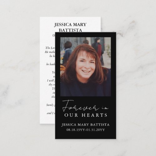 Forever in Our Hearts Simple Funeral Prayer Card