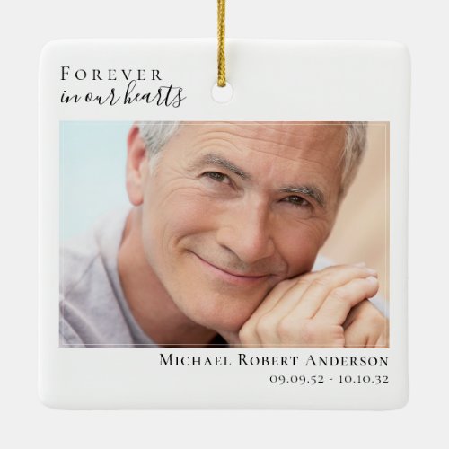 Forever in Our Hearts Simple Photo  Ceramic Ornament