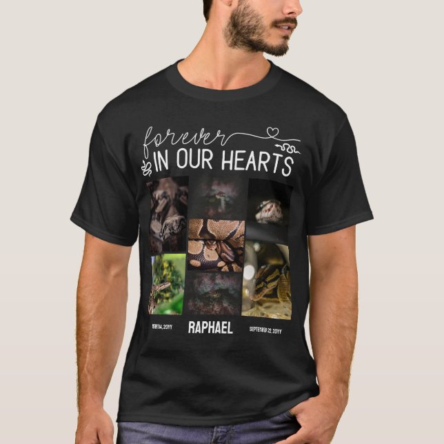Forever In Our Hearts Snake Memorial Photo Collage T-Shirt (Front)