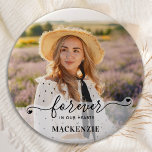 Forever in our Hearts - Sympathy Keepsake Memorial Button<br><div class="desc">Honor your loved one with a custom photo memorial button. This unique memorial keepsake button is the perfect gift for yourself, family or friends to pay tribute to your loved one. Quote " Forever in our Hearts . " Customize with favorite photo & name. This memorial button is perfect for...</div>