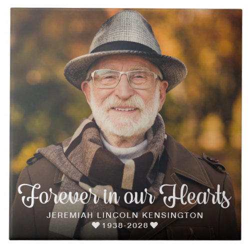 Forever in our Hearts Sympathy Memorial Photo Ceramic Tile