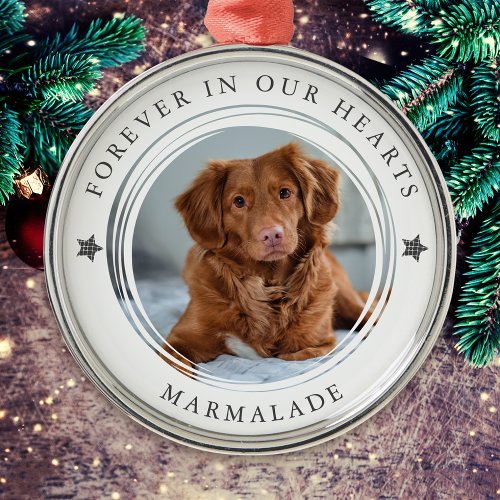 Forever in Our Hearts Sympathy Pet Photo Metal Ornament