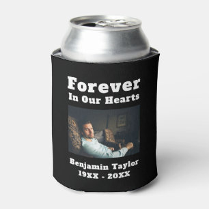 Forever In Our Hearts Text In Loving Memory Photo Can Cooler