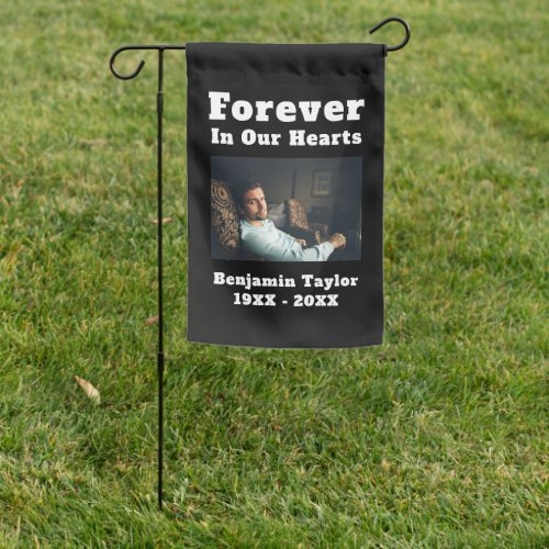 Forever In Our Hearts Text In Loving Memory Photo Garden Flag