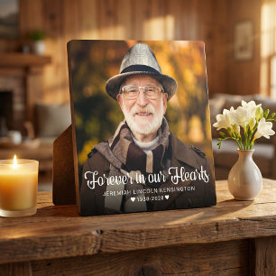 Forever in our Hearts Typography Memorial Photo Plaque