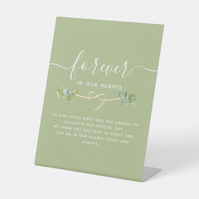 Forever in Our Hearts Wedding Memorial Pedestal Sign (Front)