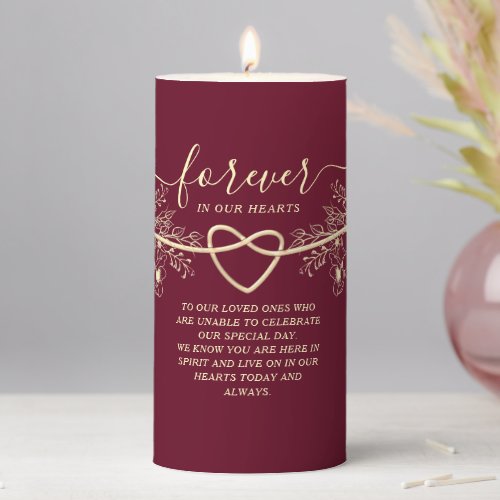 Forever in Our Hearts Wedding Memorial Pillar Candle