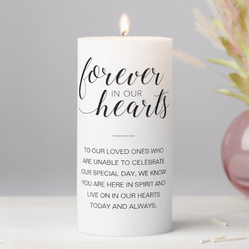 Forever In Our Hearts Wedding Memorial Table Pillar Candle