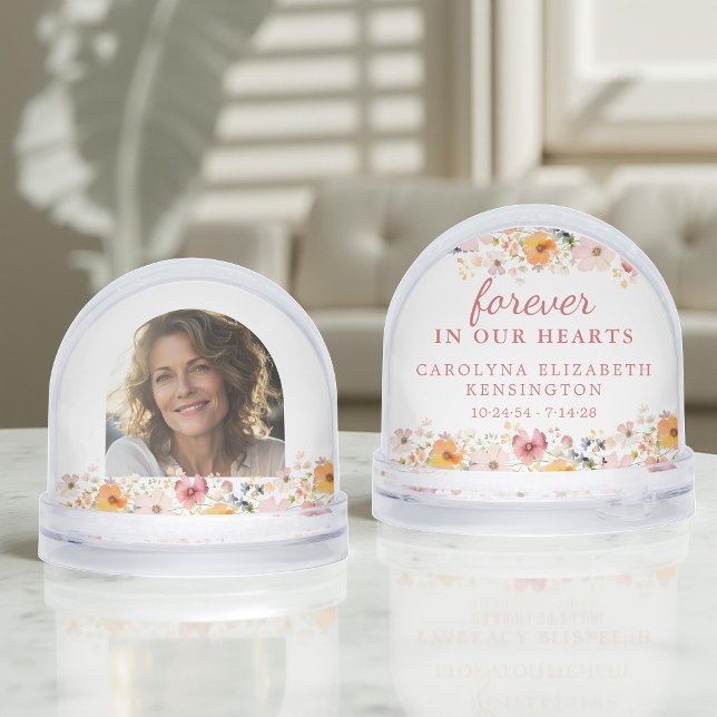Forever in Our Hearts Wildflower Memorial Photo Snow Globe (Forever in Our Hearts Wildflower Memorial Photo Snow Globe)