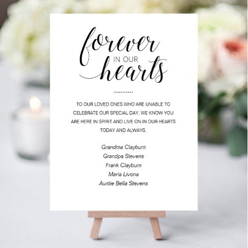 Forever In Our Hearts With Names Memorial Wedding Foam Board