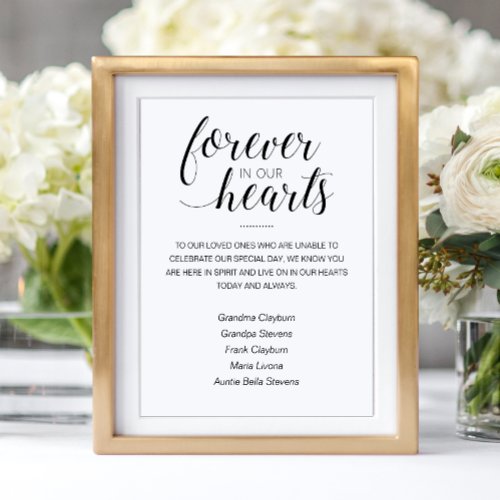 Forever In Our Hearts With Names Memorial Wedding Poster