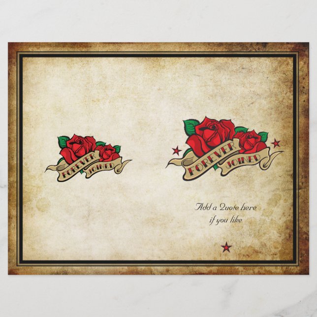 Forever Joined Rose Urban Tattoo Wedding Program (Front)