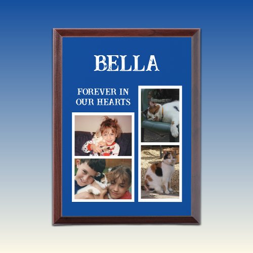 Forever keepsake animal pet lover 4 photo blue award plaque