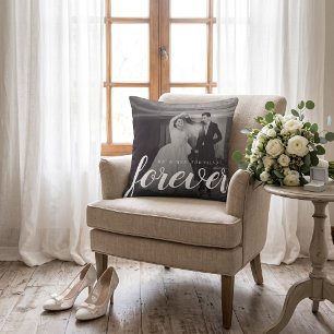 Forever Keepsake Mr. and Mrs. Wedding Photo Throw Pillow