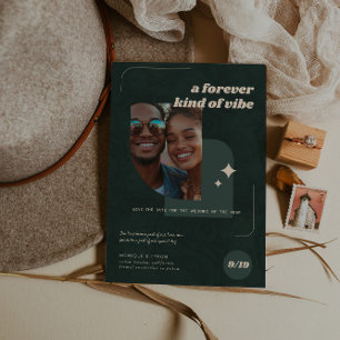 Forever Kind Of Vibe Retro Wedding Photo Save The Date