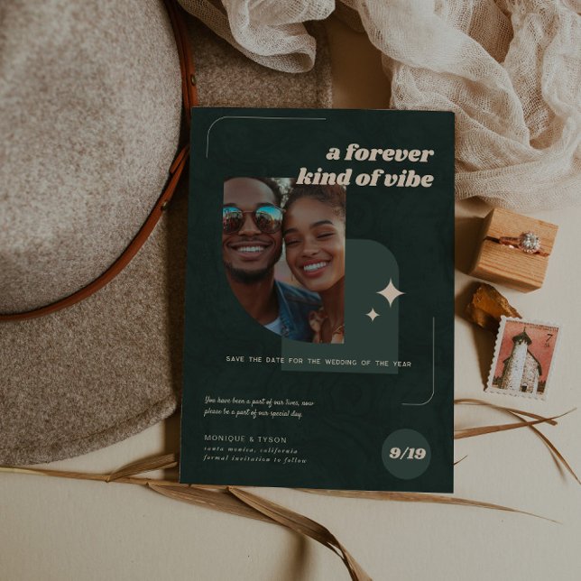 Forever Kind Of Vibe | Retro Wedding Photo Save The Date (Creator Uploaded)