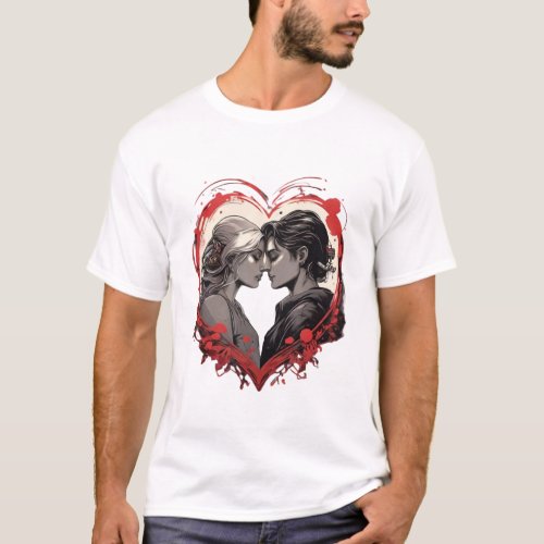 Forever Linked Hearts love couple  T_Shirt