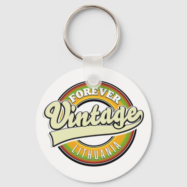 Forever lithuania vintage logo. keychain (Front)