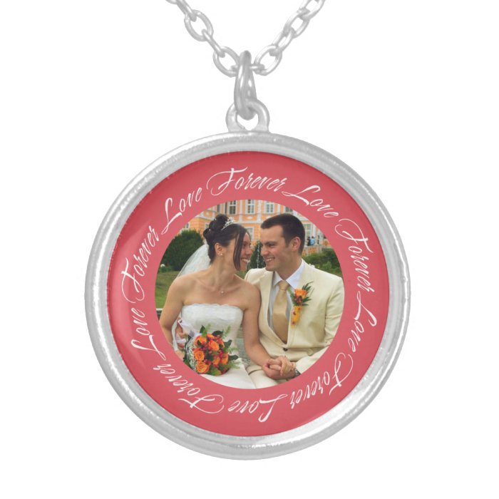 Forever love berry pink frame memento circle photo pendant