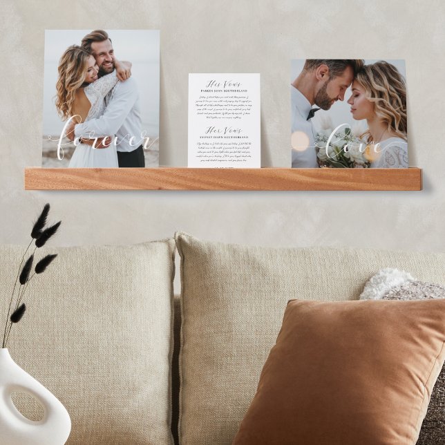 Forever Love Couple's Wedding Vows Photo Keepsake Picture Ledge