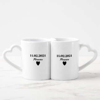 Forever Love Date Design Coffee Mug Set