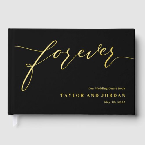 Forever Love Editable Color Foil Guestbook