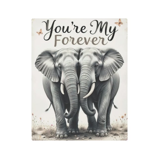 Forever Love Elephants Wildlife Art (Front)