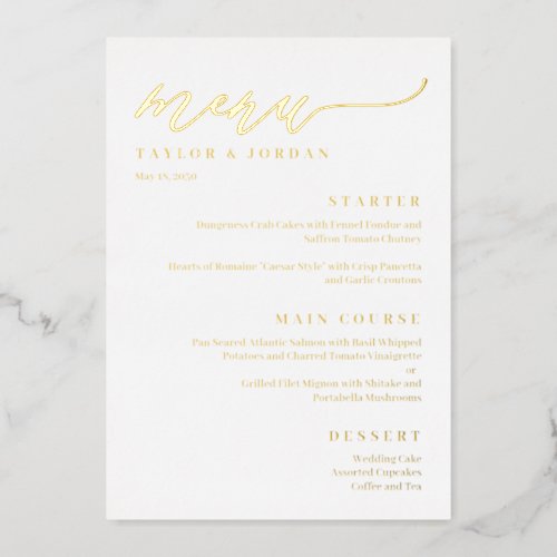 Forever Love FOIL Modern Wedding Menu Card