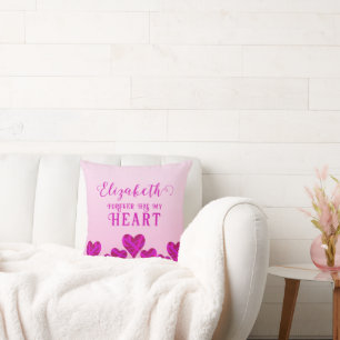 Forever Love Heart Pink Dark Red Purple Couple's Throw Pillow