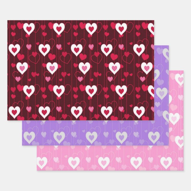Forever Love Hearts Collection Wrapping Paper Sheets (Set)