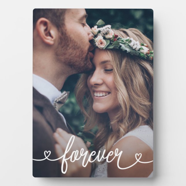 Forever Love Hearts Valentines Personalized Photo Plaque (Front)