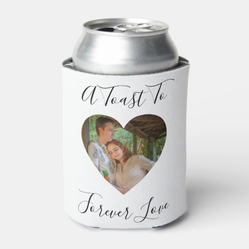 Forever Love Photo Heart Frame Wedding Can Cooler