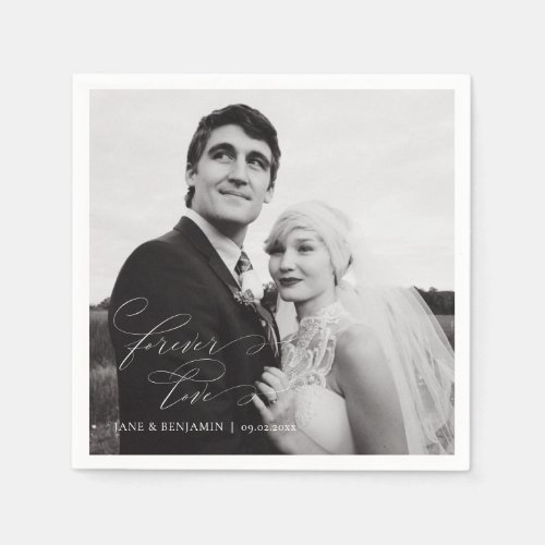 Forever Love Photo Wedding Brunch  Napkins