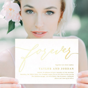 Forever Love Real Foil Wedding Invitation