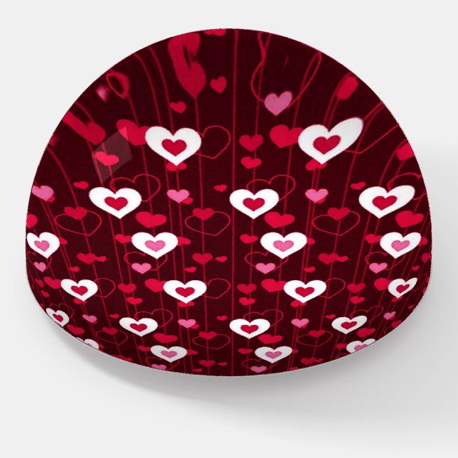 Forever Love Red Hearts Dome Paperweight (Angled)